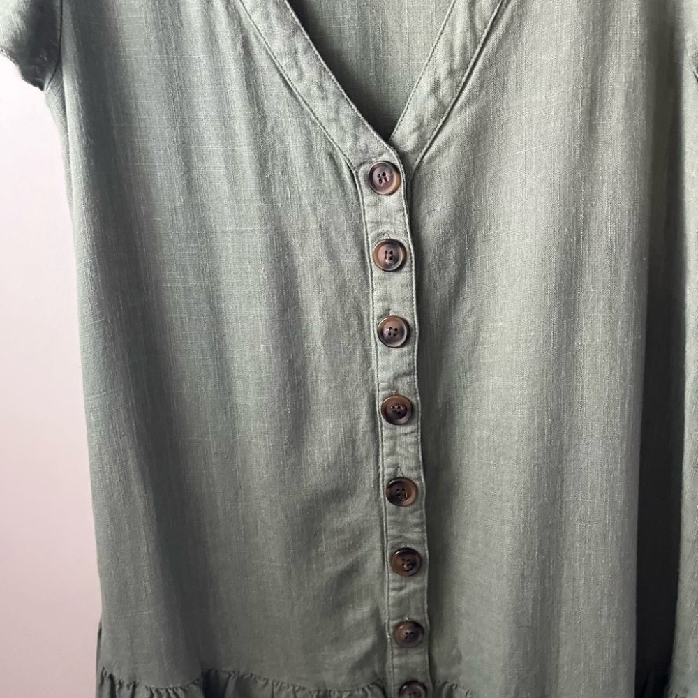 Showpo Women's Button Up V-Neck Ruffled Hem Casual T-Shirt Dress Size 6 - Picture 5 of 9